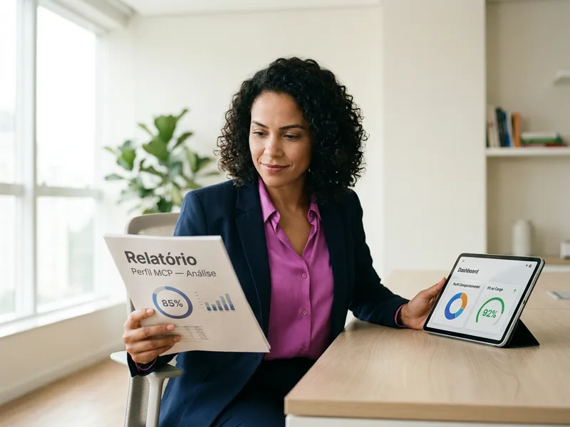 Liderança analisando o relatório final do Perfil MCP